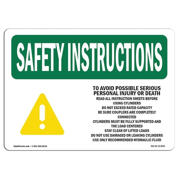 OSHA Sign, To Avoid Possible Serious Personal, 18in X 12in Alum, 12" W, 18" L, Landscape